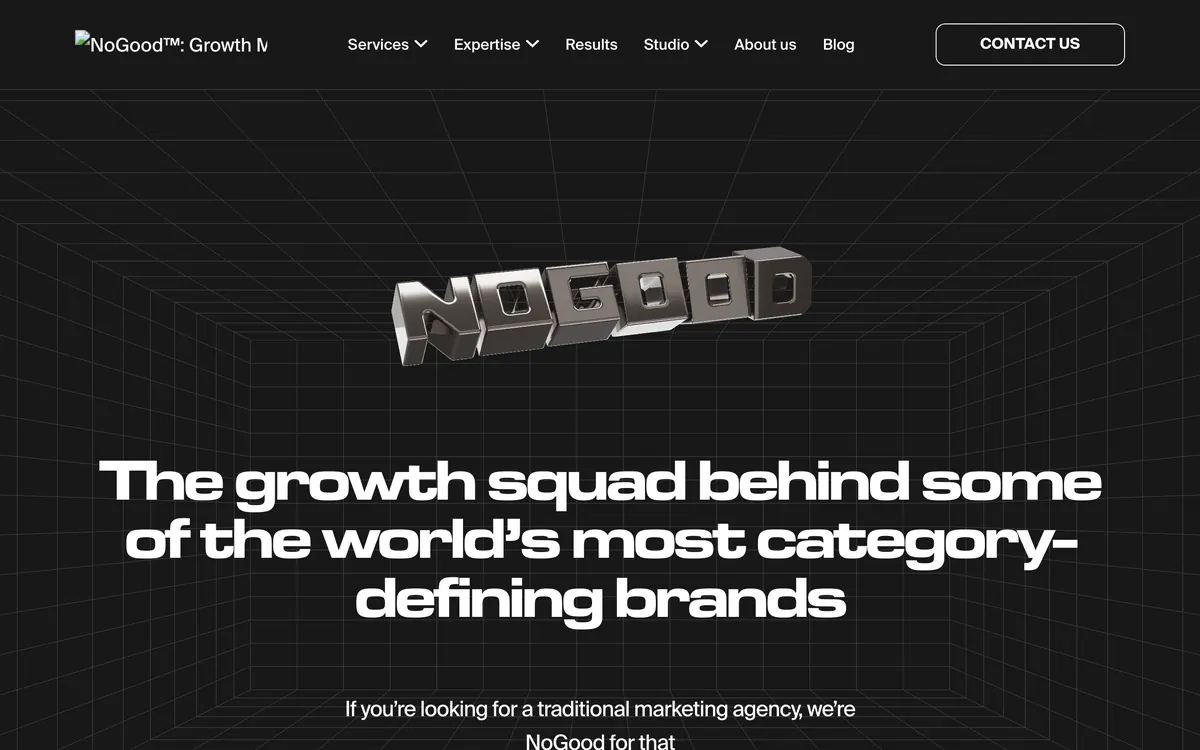 Screenshot of the NoGood homepage